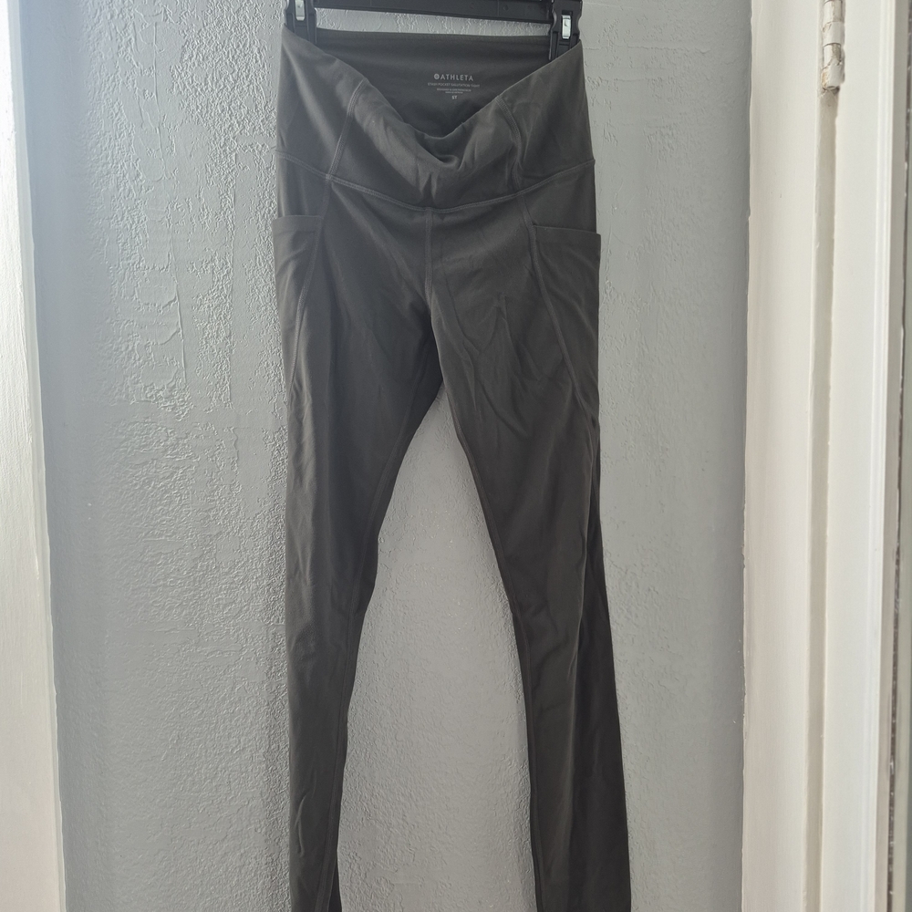 Athleta Gray Stash Pocket Salutation Tights
